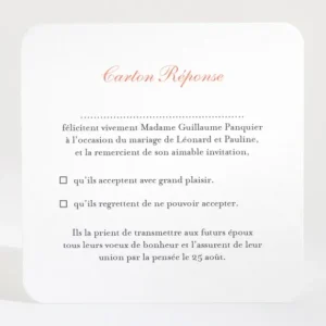 Carton reponse mariage Liberty elegant*Faire-part Elégant Clearance