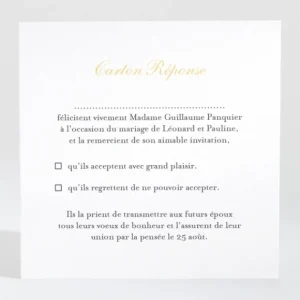 Carton reponse mariage Liberty elegant*Faire-part Elégant Clearance