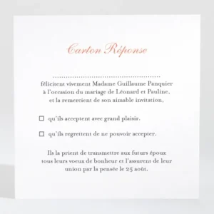 Carton reponse mariage Liberty elegant*Faire-part Elégant Clearance