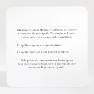 Carton reponse mariage Medaillon elegant*Faire-part Elégant Online