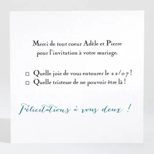Carton reponse mariage Mon petit coeur*Faire-part Elégant Fashion