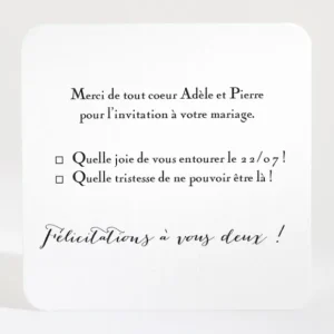 Carton reponse mariage Mon petit coeur*Faire-part Elégant Fashion