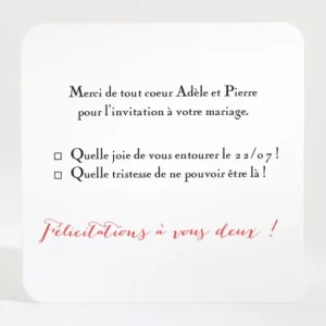 Carton reponse mariage Mon petit coeur*Faire-part Elégant Fashion