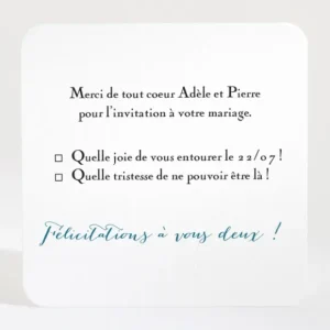 Carton reponse mariage Mon petit coeur*Faire-part Elégant Fashion