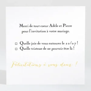 Carton reponse mariage Mon petit coeur*Faire-part Elégant Fashion