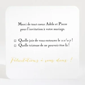 Carton reponse mariage Mon petit coeur*Faire-part Elégant Fashion