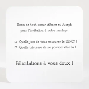 Carton reponse mariage Passion vegetale*Faire-part Elégant Hot