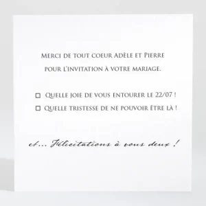 Carton reponse mariage Portrait moderne*Faire-part Elégant Sale