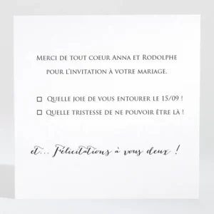 Carton reponse mariage Romance*Faire-part Elégant Online