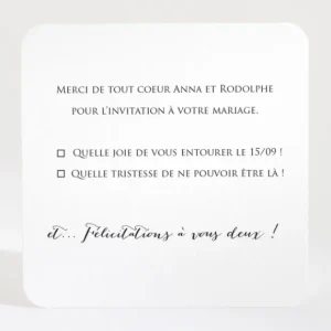 Carton reponse mariage Romance*Faire-part Elégant Online
