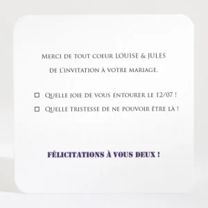 Carton reponse mariage Symphonie*Faire-part Elégant Outlet