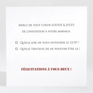 Carton reponse mariage Symphonie*Faire-part Elégant Outlet