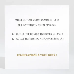 Carton reponse mariage Symphonie*Faire-part Elégant Outlet