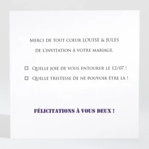 Carton reponse mariage Symphonie*Faire-part Elégant Outlet