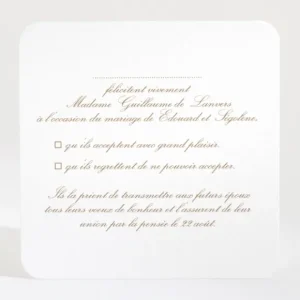 Carton reponse mariage Traditionnel couleur*Faire-part Elégant Hot