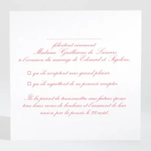 Carton reponse mariage Traditionnel couleur*Faire-part Elégant Hot