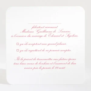 Carton reponse mariage Traditionnel couleur*Faire-part Elégant Hot