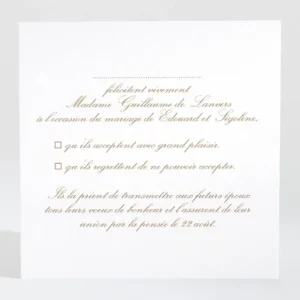Carton reponse mariage Traditionnel couleur*Faire-part Elégant Hot