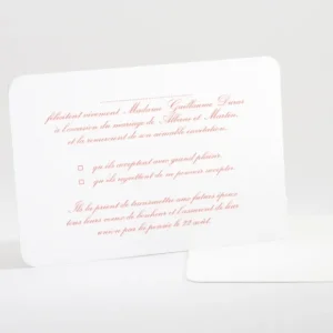 Carton reponse mariage Tradi rectangle couleur*Faire-part Elégant Hot