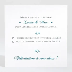 Carton reponse mariage Typographies*Faire-part Elégant Online