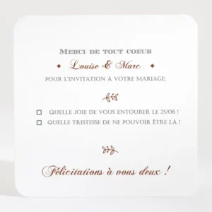 Carton reponse mariage Typographies*Faire-part Elégant Online
