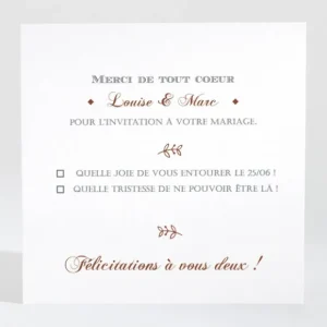 Carton reponse mariage Typographies*Faire-part Elégant Online