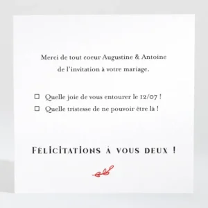 Carton reponse mariage Un mariage a Paris*Faire-part Elégant New