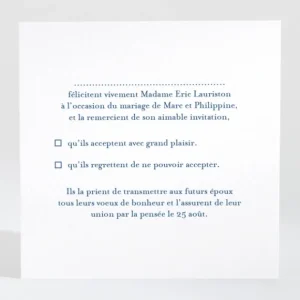 Carton reponse mariage Uni & chic*Faire-part Elégant Fashion