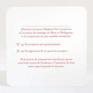 Carton reponse mariage Uni & chic*Faire-part Elégant Fashion