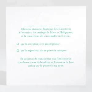 Carton reponse mariage Uni & chic*Faire-part Elégant Fashion