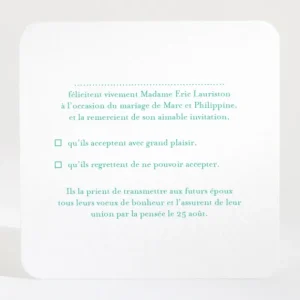 Carton reponse mariage Uni & chic*Faire-part Elégant Fashion