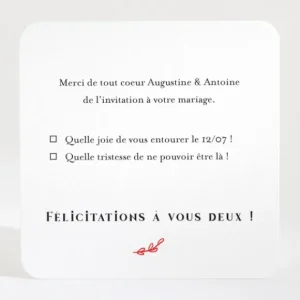 Carton reponse mariage Un mariage a Paris*Faire-part Elégant New