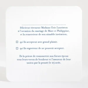 Carton reponse mariage Uni & chic*Faire-part Elégant Fashion