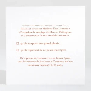 Carton reponse mariage Uni & chic*Faire-part Elégant Fashion