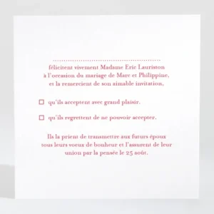 Carton reponse mariage Uni & chic*Faire-part Elégant Fashion