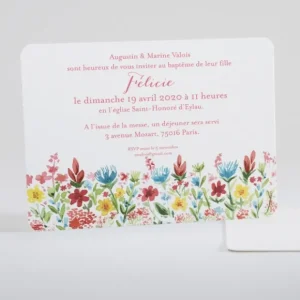 Faire-part de bapteme Bapteme fleuri*Faire-part Elégant Best