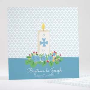 Faire-part de bapteme Cierge baptismal*Faire-part Elégant Outlet