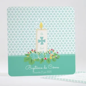 Faire-part de bapteme Cierge baptismal*Faire-part Elégant Outlet