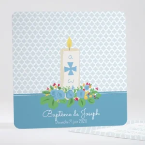 Faire-part de bapteme Cierge baptismal*Faire-part Elégant Outlet
