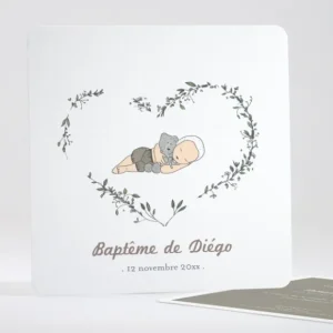 Faire-part de bapteme Coeur de vie*Faire-part Elégant Fashion