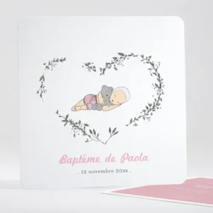 Faire-part de bapteme Coeur de vie*Faire-part Elégant Fashion