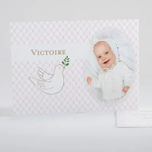Faire-part de bapteme Colombe joyeuse*Faire-part Elégant Online