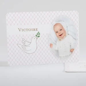 Faire-part de bapteme Colombe joyeuse*Faire-part Elégant Online