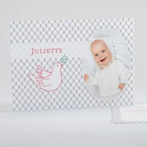 Faire-part de bapteme Colombe joyeuse*Faire-part Elégant Online
