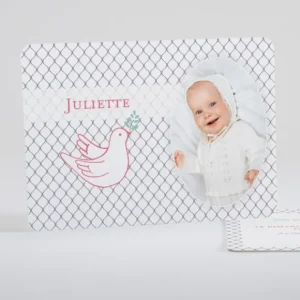 Faire-part de bapteme Colombe joyeuse*Faire-part Elégant Online