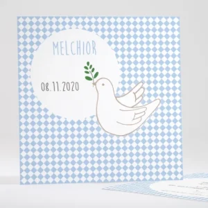 Faire-part de bapteme Douce colombe tendance*Faire-part Elégant Discount
