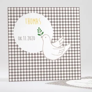 Faire-part de bapteme Douce colombe tendance*Faire-part Elégant Discount