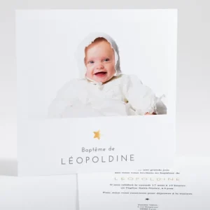 Faire-part de bapteme Etoile doree*Faire-part Elégant Clearance