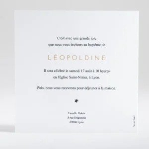 Faire-part de bapteme Etoile doree*Faire-part Elégant Clearance