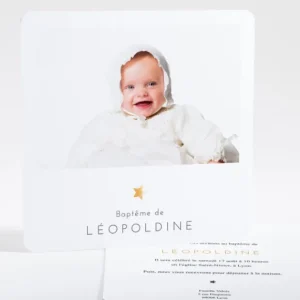 Faire-part de bapteme Etoile doree*Faire-part Elégant Clearance